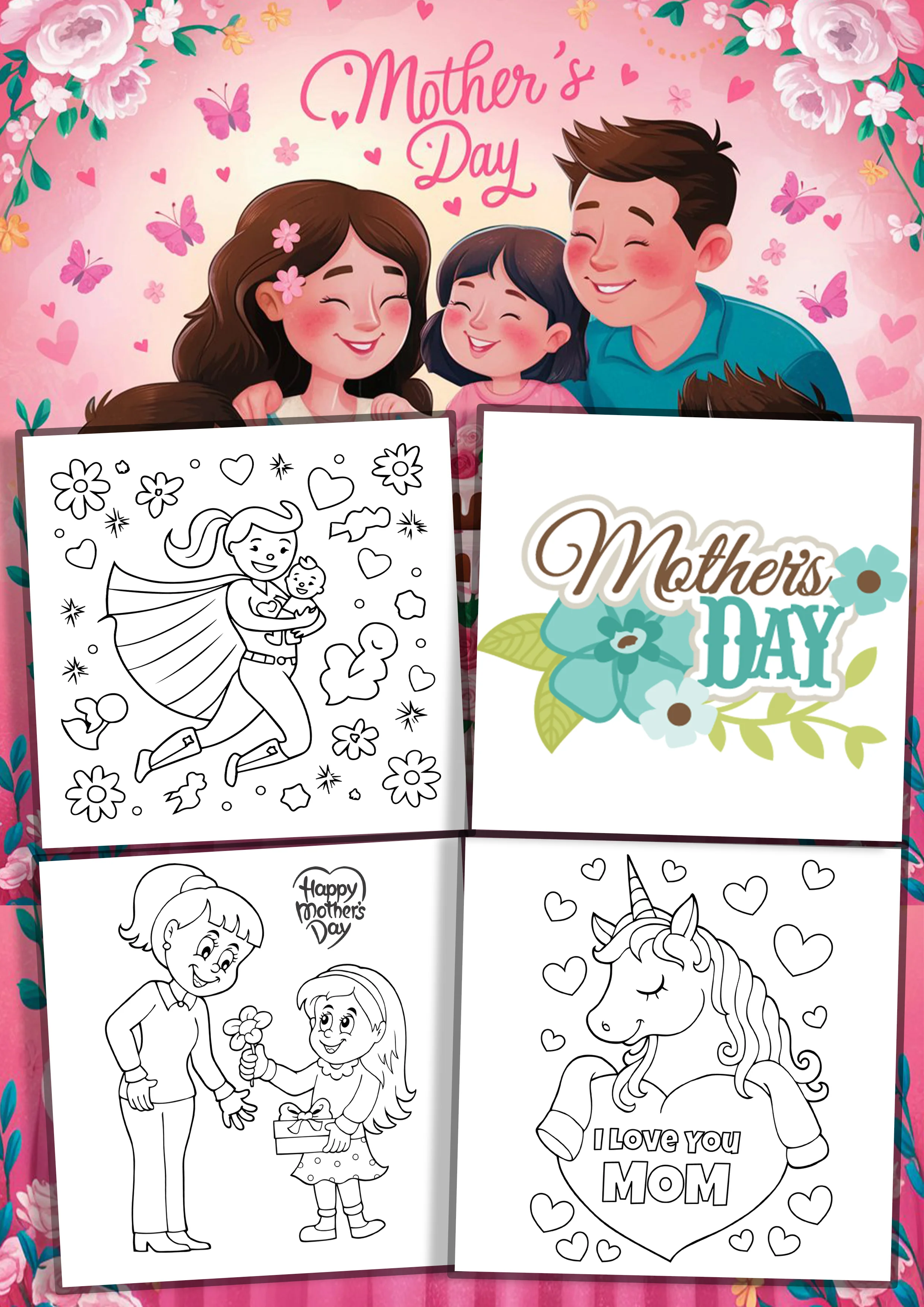 Mother day coloring pages printable