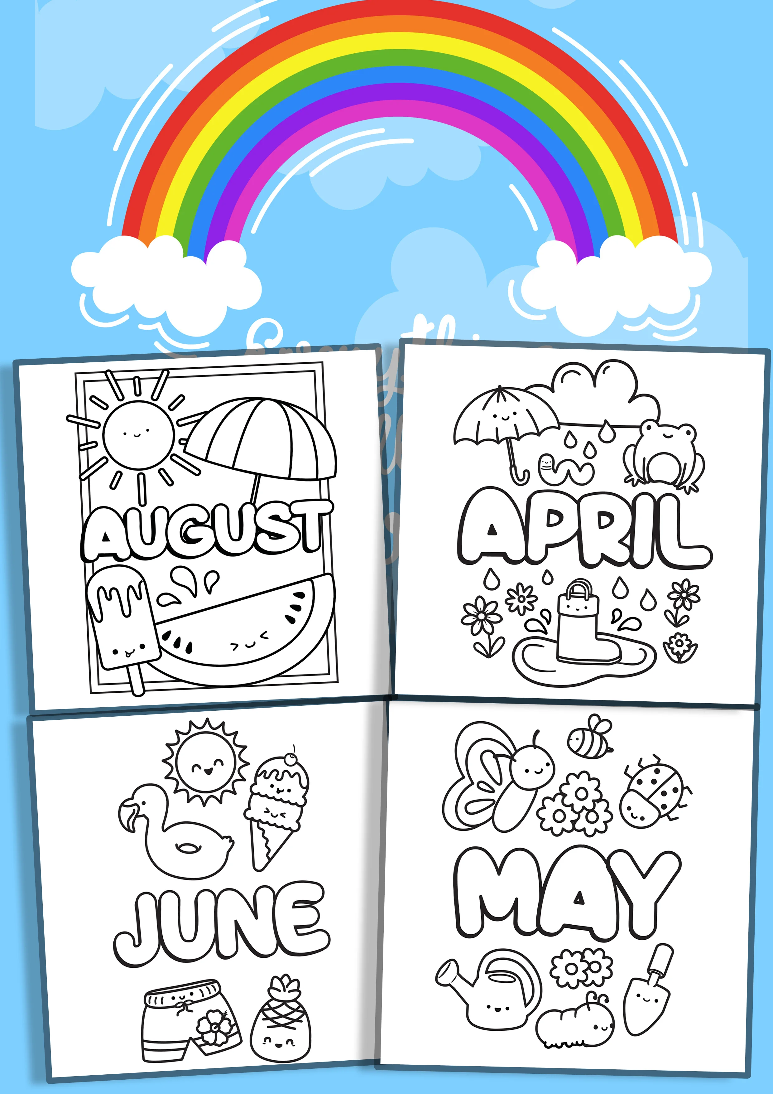 Months coloring pages printable