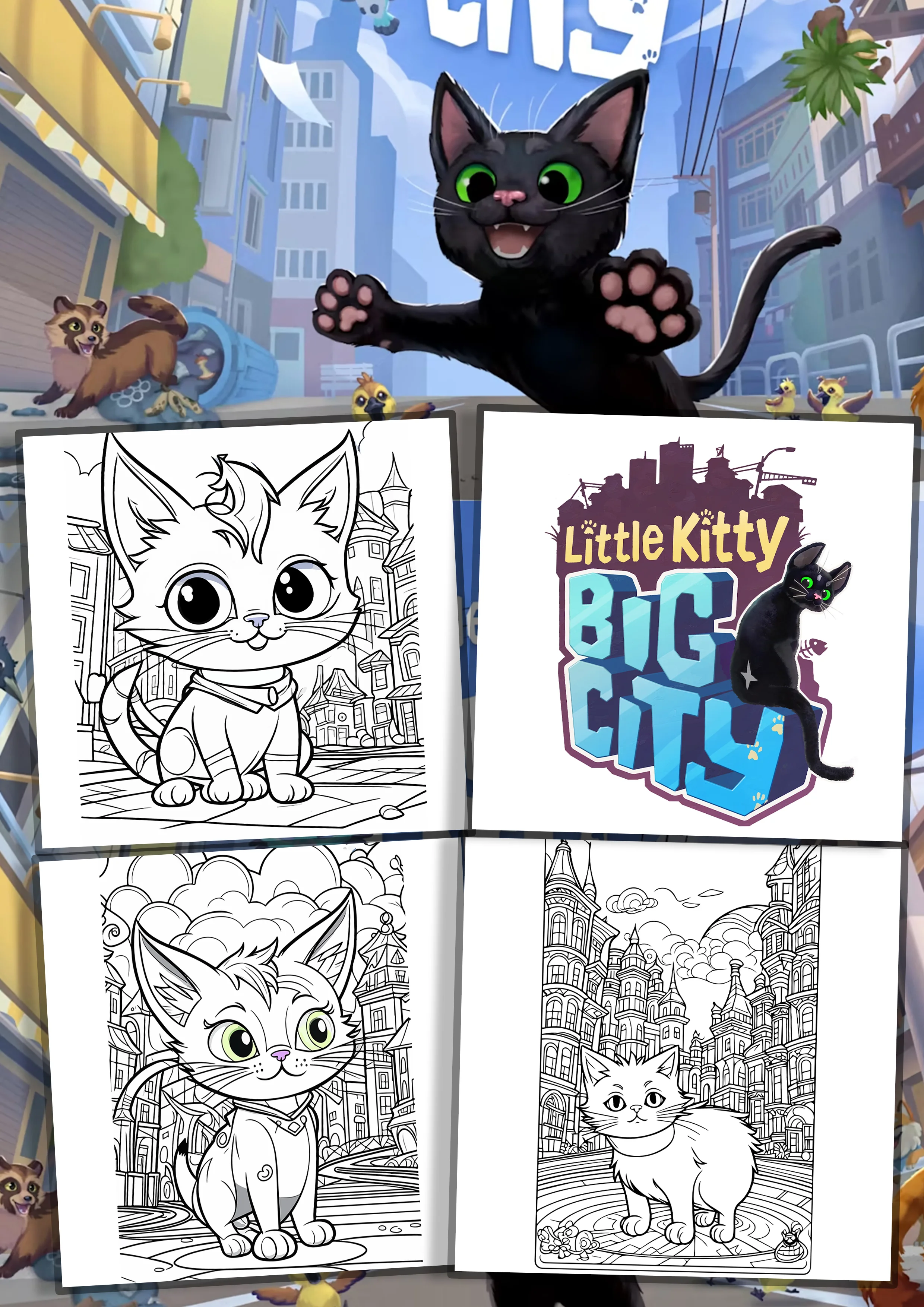 Little Kitty Big City coloring pages printable