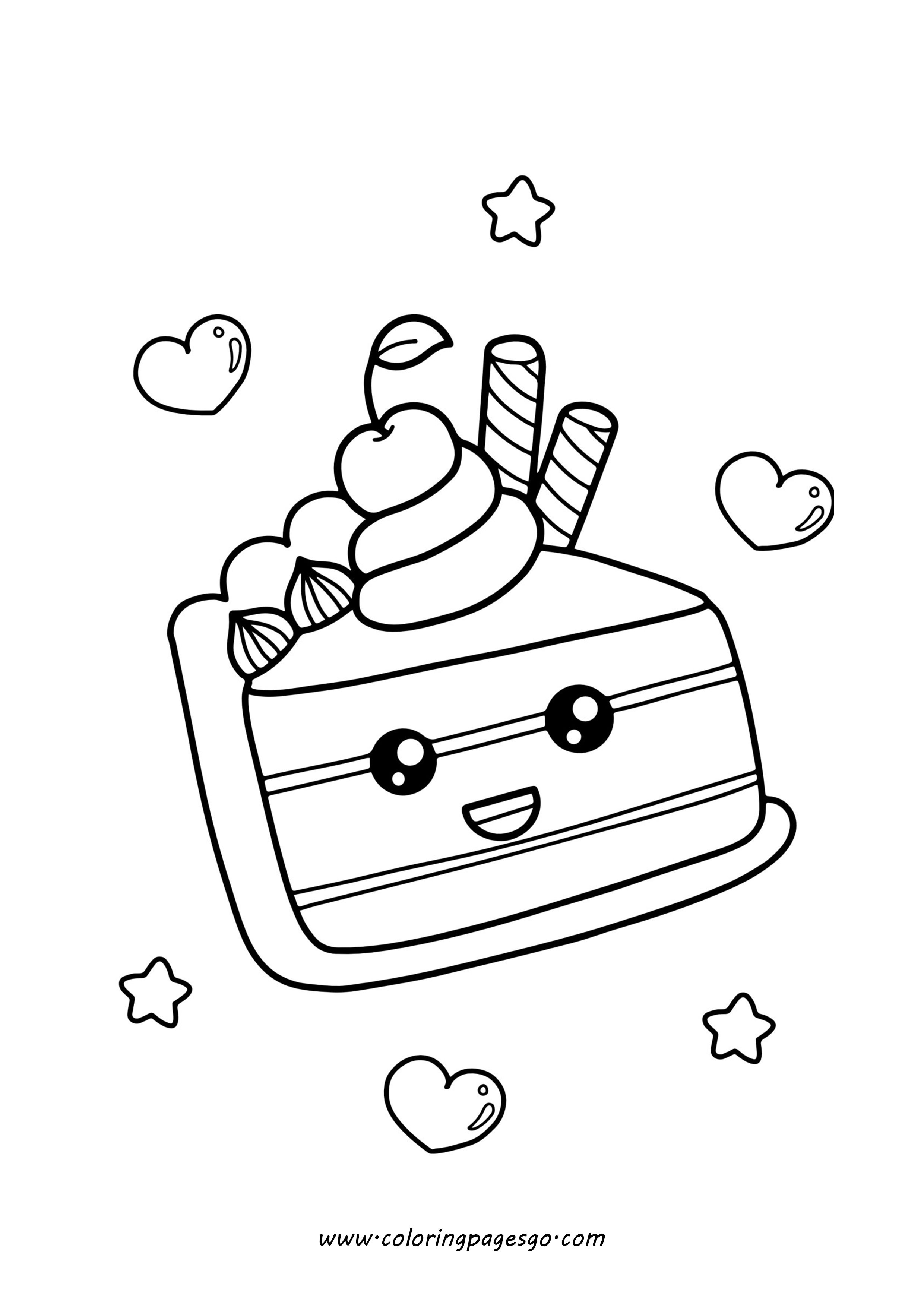 Kawaii Cute Slice Of Cake With Cherry