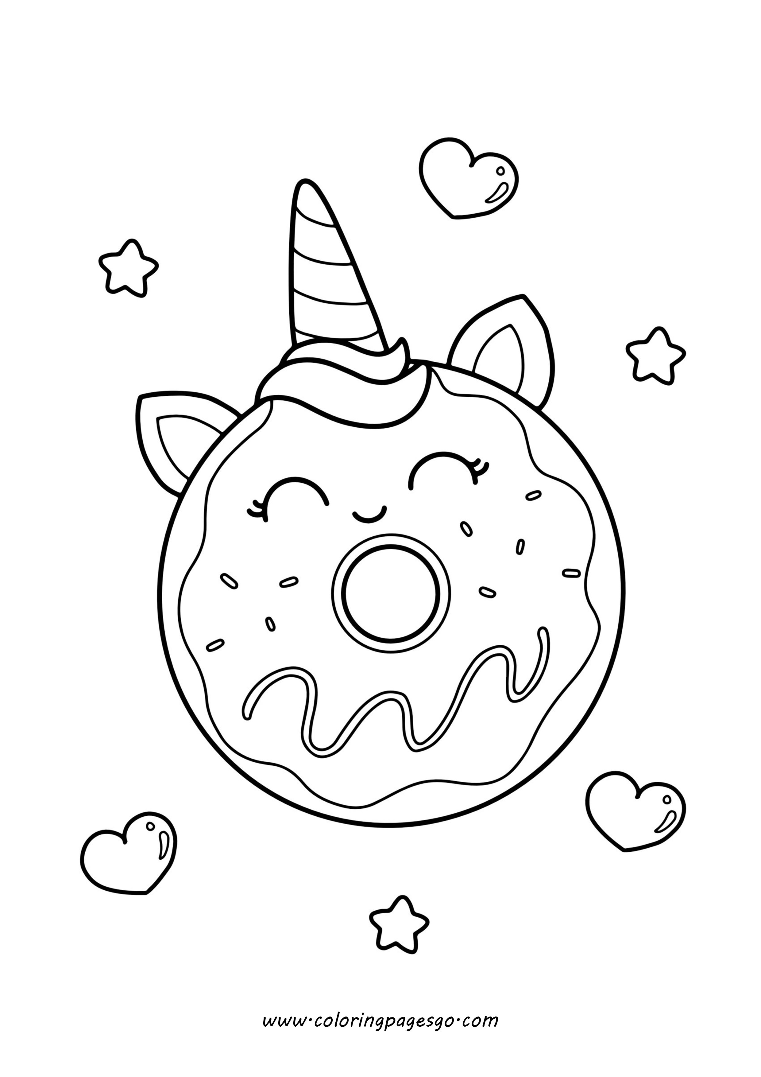 Kawaii Cute Iced Donut With Unicorn Horn