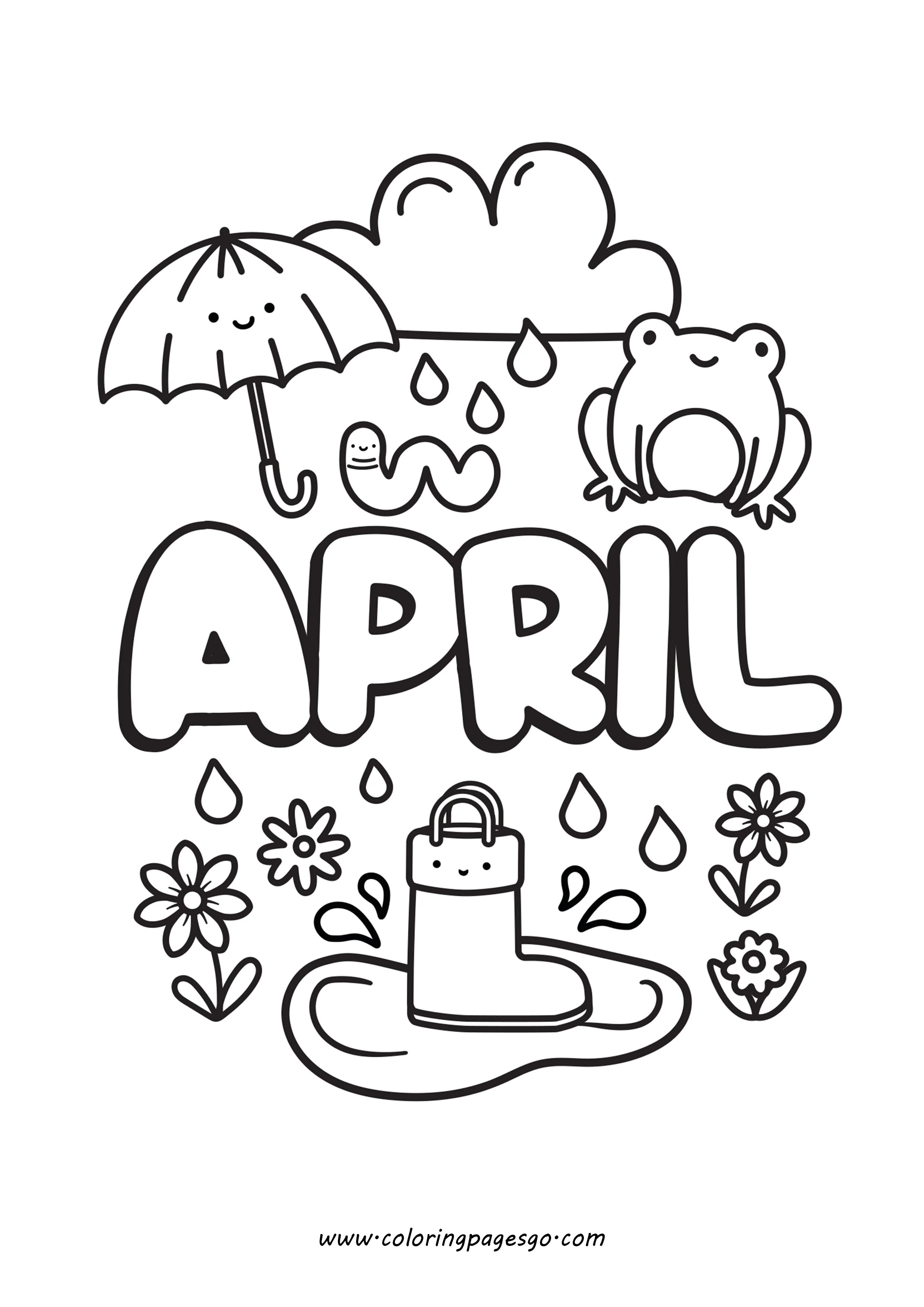 April Coloring Page Printable