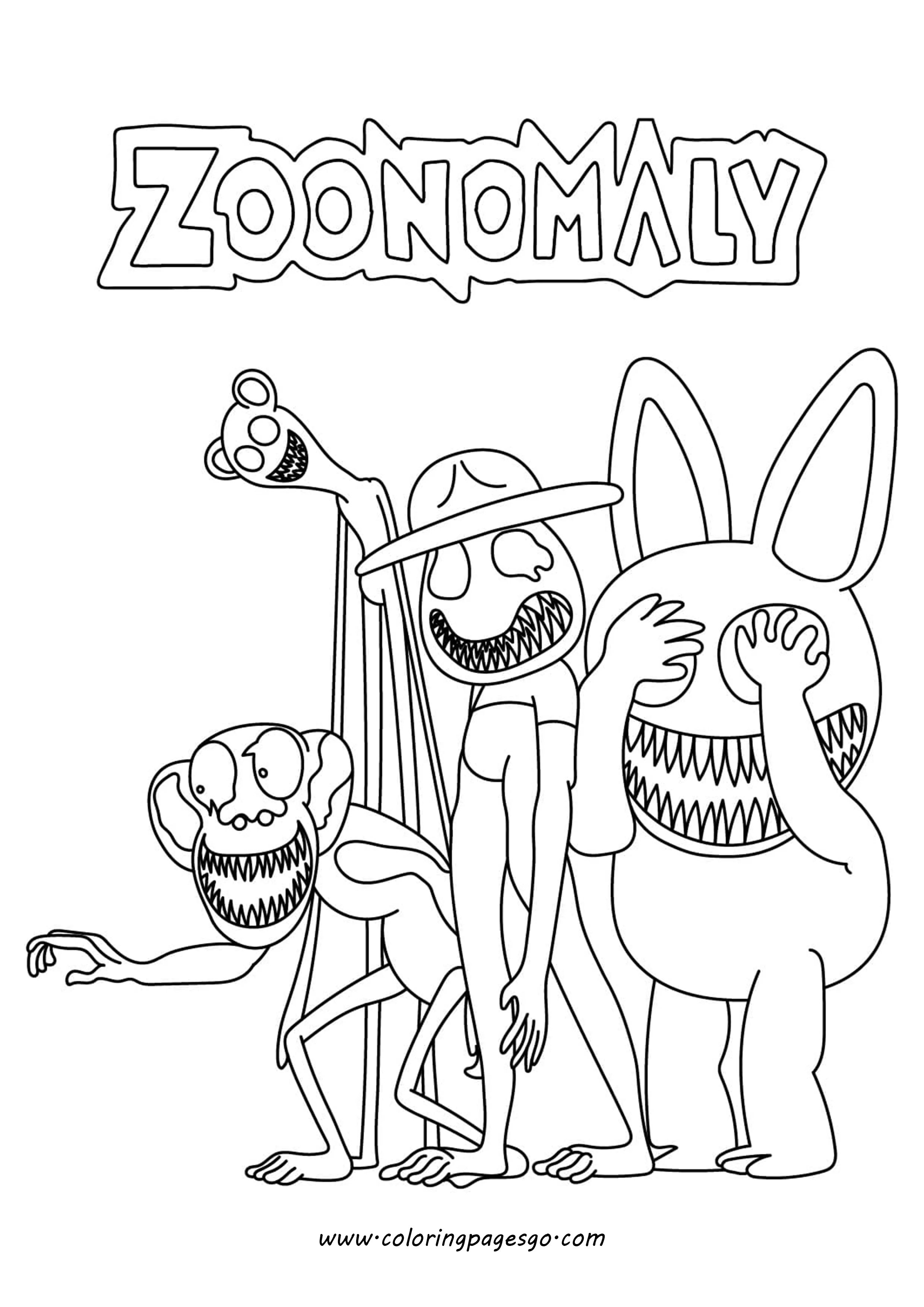 Zoonomaly Rabbit and Monkey Coloring Page Printable