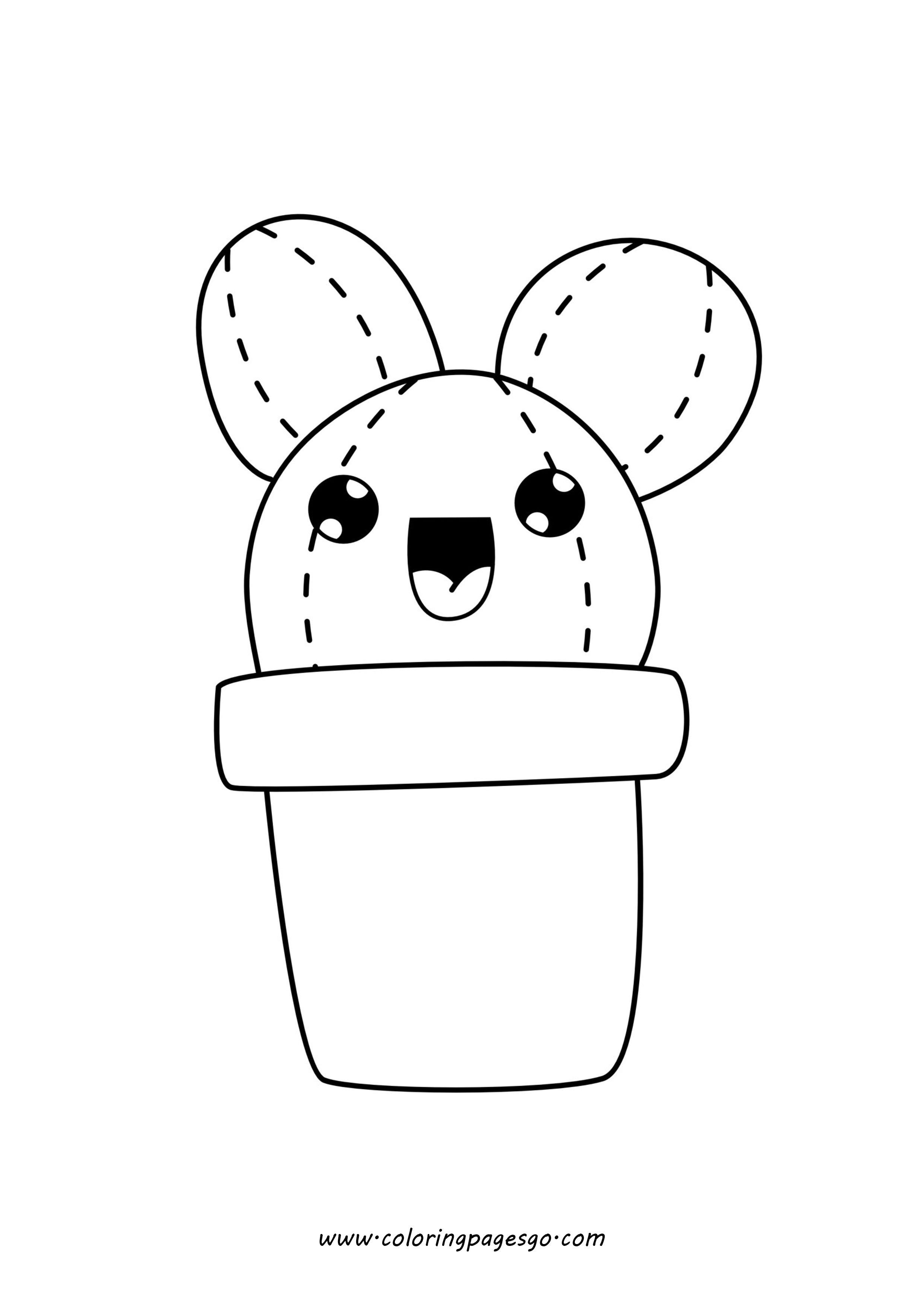 Kawaii Cute Cactus With Ears