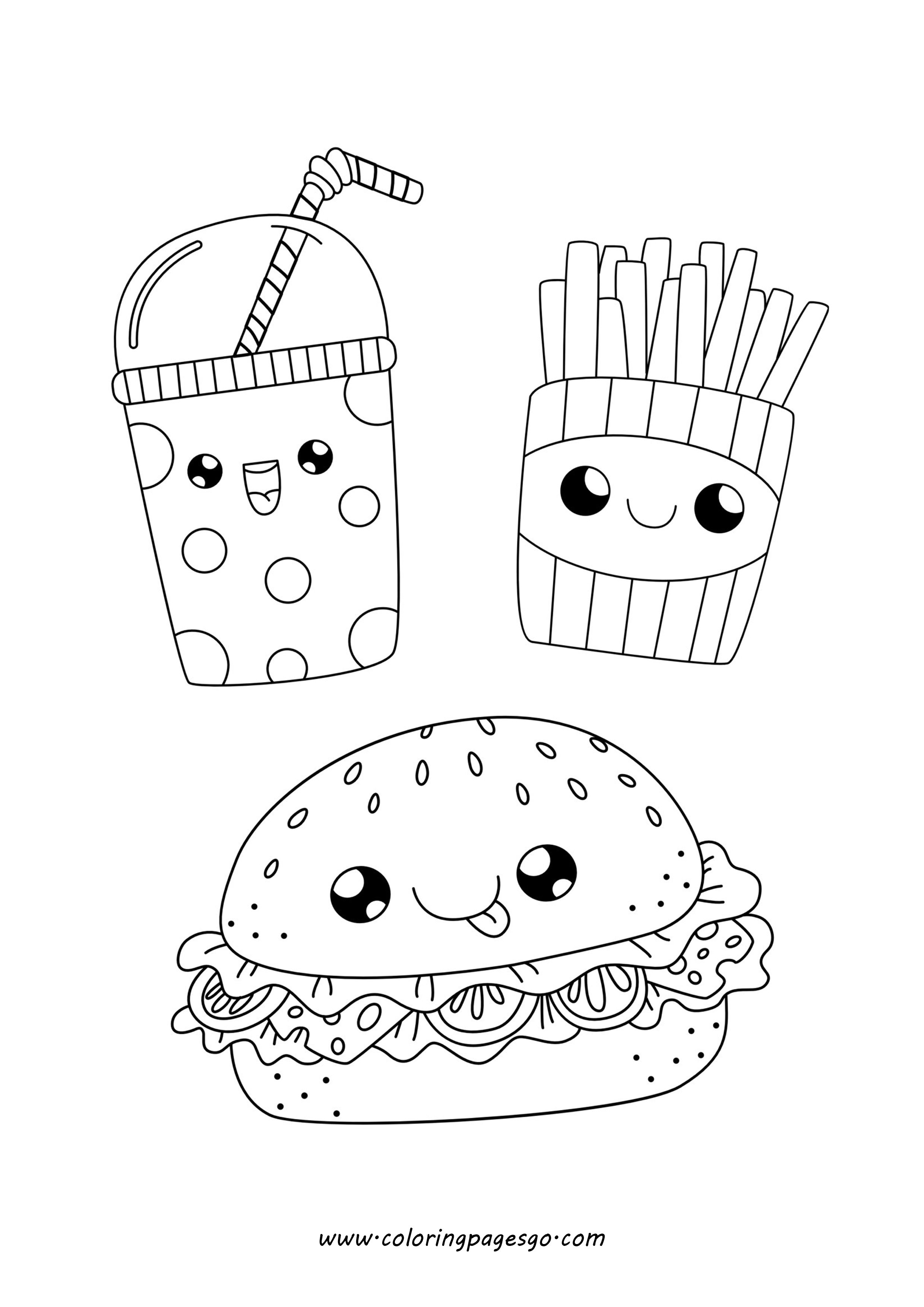 Kawaii burger Soda Fries