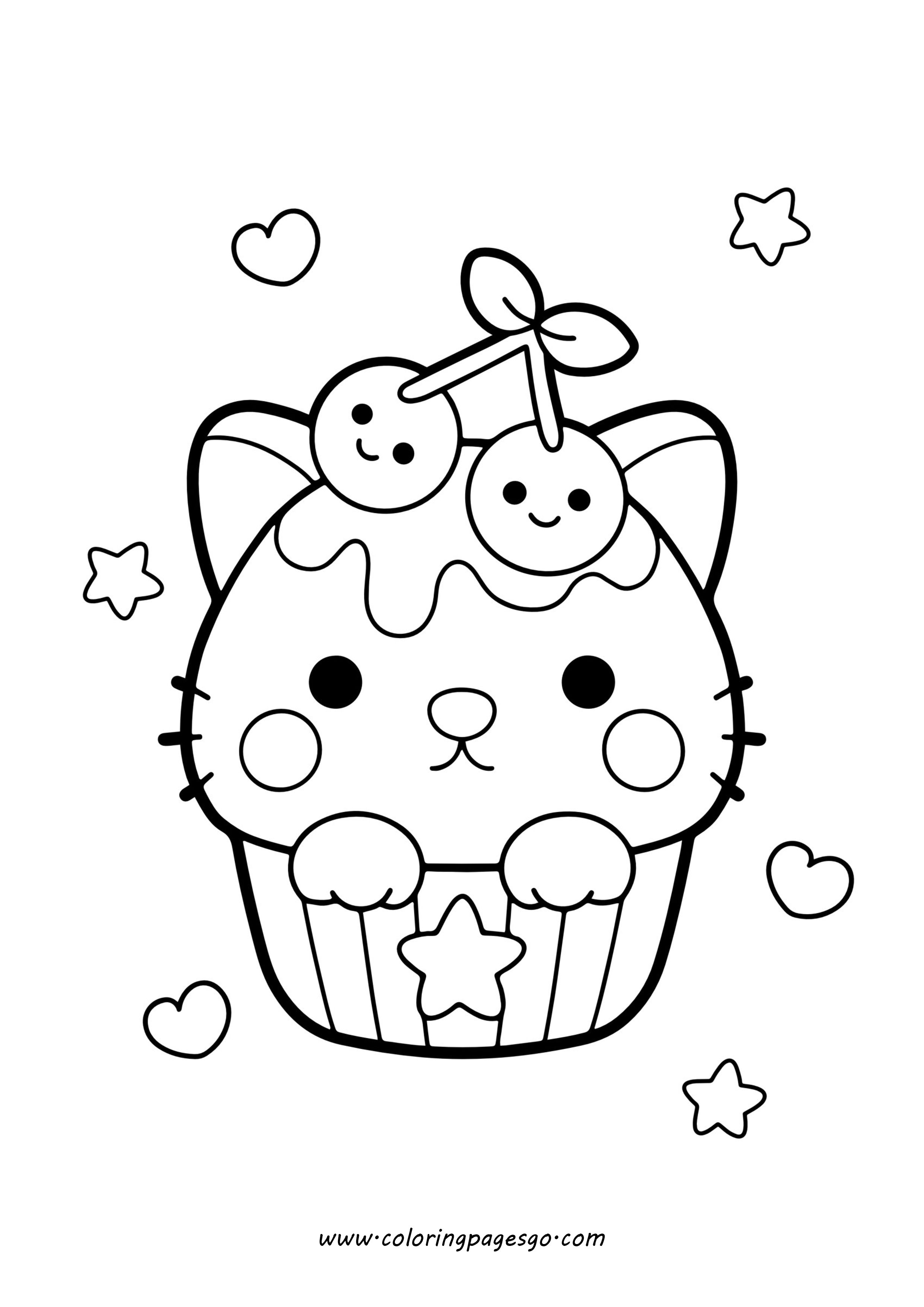 Kawaii Cute Cupcake Cat Cherry