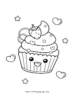 Kawaii Cute Cupcake With Strawberry