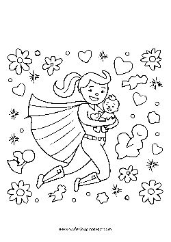 Super Mom Mothers day coloring page