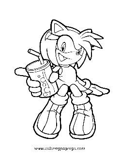 Amy Rose With Soda Sonic The Hedgehog coloring page