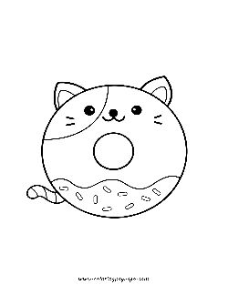 Kawaii Cute Cat Donut coloring page