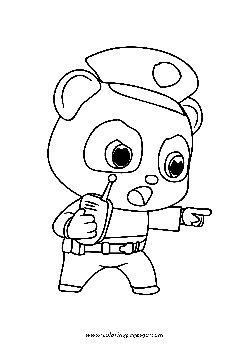 Safety Sheriff Labrador baby panda coloring page