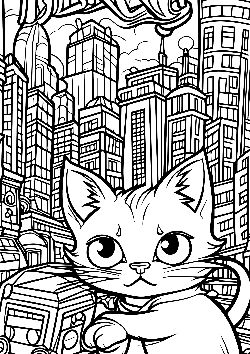 Best Little Kitty Big City coloring page