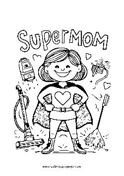 Super mother day coloring page