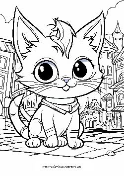 Little Kitty Big City New coloring page
