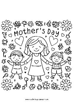 Happy mother day card coloring page