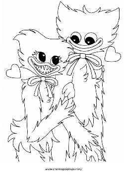 Huggy Wuggy And Kissy Missy coloring page